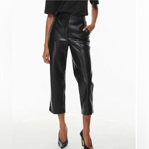 Aritzia Babaton Straight Leg Vegan Leather Command Cropped Pants